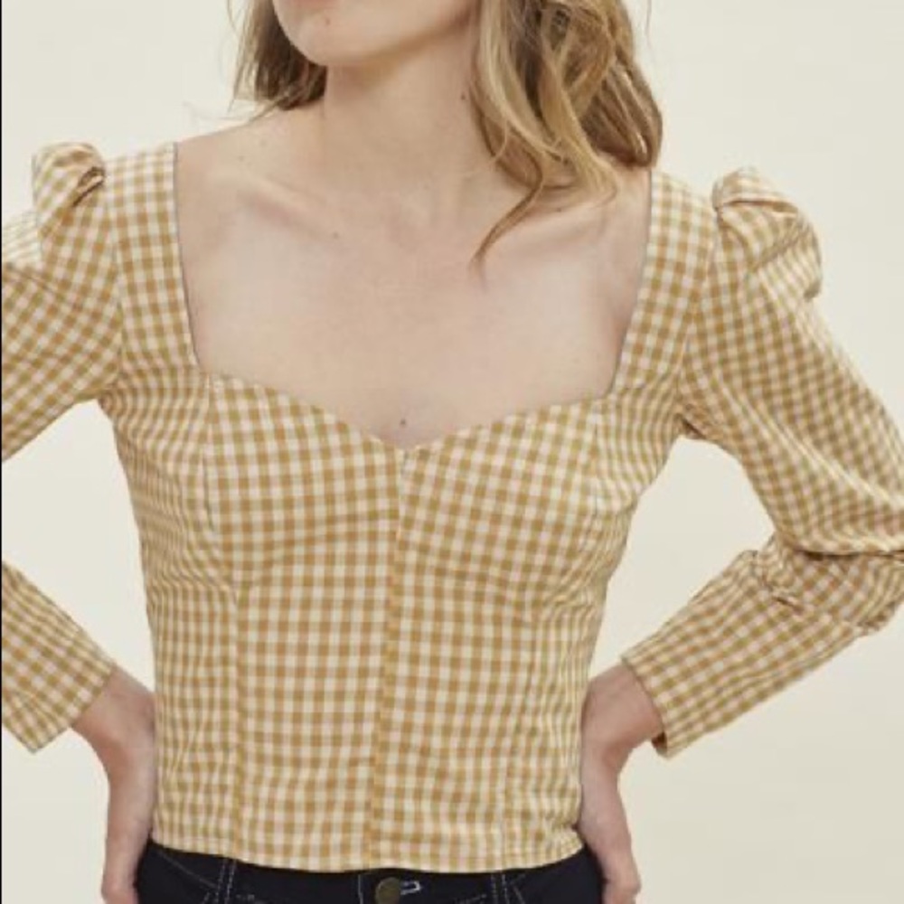 Mustard Gingham Top